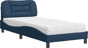 vidaXL Κρεβάτι με Στρώμα Hvar Μπλε 90x190 εκ.Υφασμάτινο