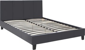 Κρεβάτι Flat Megapap από τεχνόδερμα χρώμα μαύρο ματ 140x190εκ.