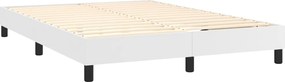 vidaXL Κρεβάτι Boxspring με Στρώμα Λευκό 140x190εκ.από Συνθετικό Δέρμα