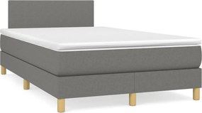 vidaXL Κρεβάτι Boxspring με Στρώμα &amp; LED Σκ.Γκρι 120x190εκ. Υφασμάτινο