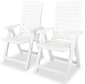 43895 vidaXL Καρέκλες Κήπου Ανακλινόμενες 2 τεμ. Λευκές Πλαστικές Λευκό, 1 Τεμάχιο