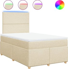 vidaXL Κρεβάτι Boxspring με Στρώμα Κρεμ 120x190 εκ. Υφασμάτινο