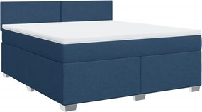 vidaXL Κρεβάτι Boxspring με Στρώμα Μπλε 180x200 εκ. Υφασμάτινο