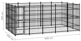 Κλουβί Σκύλου Εξωτερικού Χώρου 13,82 μ² από Ατσάλι - Μαύρο