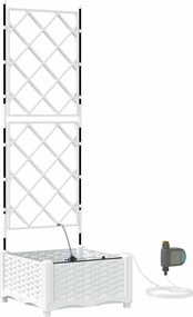 vidaXL Γλάστρα Κήπου Λευκό 40 x 40 x 126 cm Ατσάλι