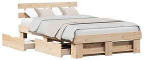 vidaXL Κρεβάτι με Συρτάρια - 135x190 εκ. - Μασίφ ξύλο πεύκου