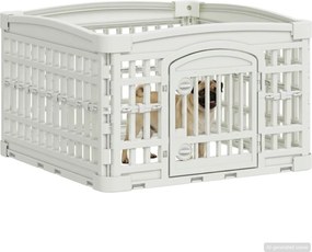 vidaXL Αλάνα Σκύλου 4 Πάνελ 60 x 60 x 38 cm Πλαστικό Λευκό