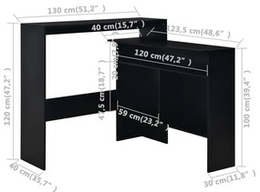 Τραπέζι Μπαρ με 2 Επιφάνειες Χρώμα Μαύρο 130 x 40 x 120 εκ. - Μαύρο
