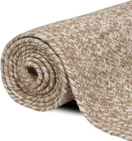 vidaXL Χαλιά χώρου τετράγωνο Φυσικό και Λευκό 120 x 120 cm Γιούτα