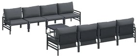 vidaXL Σετ Καναπέ Κήπου με μαξιλάρι 9 pcs Ανθρακί Ατσάλι & ύφασμα