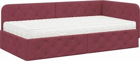 vidaXL Κρεβάτι Γωνίας Κόκκινο 90 x 190 cm ύφασμα