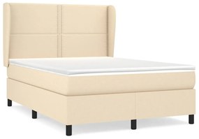 vidaXL Κρεβάτι Boxspring με Στρώμα Κρεμ 140x200 εκ. Υφασμάτινο