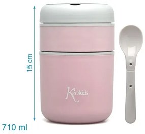 Θερμοδοχείο Φαγητού Kiokids με Κουταλάκι Ροζ 710ml.