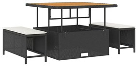 vidaXL Σετ Καναπέ Κήπου με μαξιλάρι 8 pcs Μαύρο Πολυ ράταν