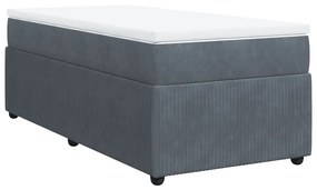 Κρεβάτι Boxspring με Στρώμα Σκούρο Γκρι 90x190 εκ. Βελούδινο - Γκρι