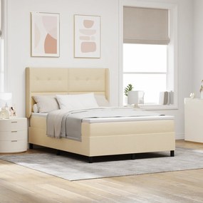 vidaXL Κρεβάτι με Στρώμα Cream 140x200 εκ Υφασμάτινο