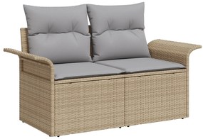 vidaXL Σετ κήπου 7 κομματιών  με μαξιλάρια Γκρι Poly Rattan Acacia