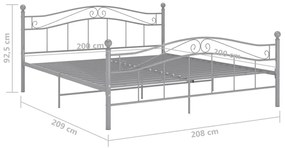 Πλαίσιο Κρεβατιού Γκρι 200 x 200 εκ. Μέταλλο - Γκρι