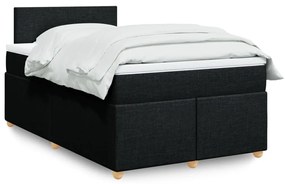 vidaXL Κρεβάτι Boxspring με Στρώμα Μαύρο 120x190 εκ. Υφασμάτινο