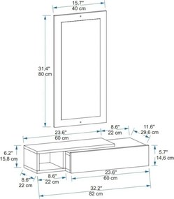 Stewehome Μοντέρνα Δίχρωμη MDF Κονσόλα Εισόδου με Καθρέπτη Ανθρακί (λευκό) 82x29.6x15.8 cm