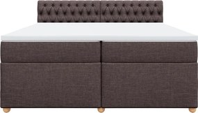 vidaXL Κρεβάτι Boxspring με Στρώμα Σκούρο Καφέ 200x200 εκ. Υφασμάτινο