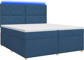 vidaXL Κρεβάτι box spring με στρώμα Μπλε 200 x 200 cm Ύφασμα