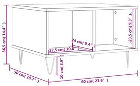 Τραπεζάκι Σαλονιού Γυαλ. Λευκό 60x50x36,5 εκ. Επεξεργ. Ξύλο - Λευκό