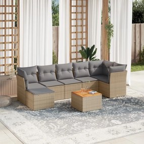 vidaXL Patio Sofa Set 7-θέσια Μικτό μπεζ και γκρι
