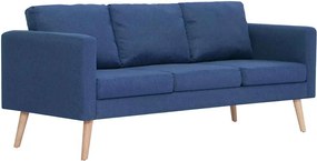 vidaXL Καναπές Τριθέσιος Μπλε Υφασμάτινος