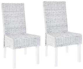 vidaXL Καρέκλες Τραπεζαρίας 2 τεμ. Αν. Καφέ από Ρατάν Kubu Ξύλο Μαόνι