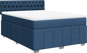 vidaXL Κρεβάτι Boxspring με Στρώμα Μπλε 140x200 εκ. Υφασμάτινο