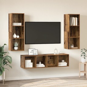 vidaXL Σετ επίπλου τηλεόρασης 3 pcs Παλαιό ξύλο 37 x 37 x 142.5 εκ