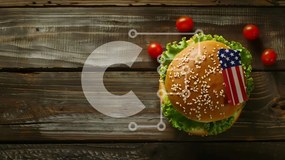 Intra Συλλεκτικό Ξύλινο Παζλ Plywood 4mm - Πατριωτικό Burger με αμερικανική σημαία Σε Ξύλινο Κουτί - Διαστάσεις: 10x10 cm – 25 κομμάτια