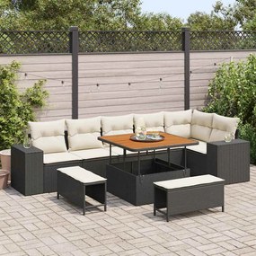 vidaXL Σετ Καναπέ Κήπου 9 pcs Μαύρο συνθετικό ρατάν