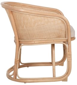 Καρέκλα - Πολυθρόνα ΚΙΚΟ C9839 Φυσικό Rattan με Λευκό Μαξιλάρι 61x71x76Yεκ. 61x71x76 εκ.