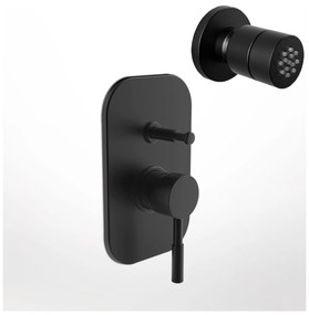 La Torre New Tech Black Matt 12050R-400 Μίκτης Εντοιχισμού 2 Εξόδων με Εκτροπέα+Jet επιτοίχιο Στρογγυλό