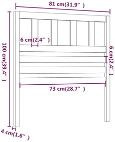 vidaXL Κεφαλάρι κρεβατιού Καφέ 81x4x100 εκ. από Μασίφ Ξύλο Πεύκου