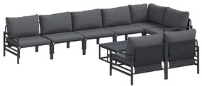 vidaXL Σετ Καναπέ Κήπου 9 pcs Ανθρακί Ατσάλι