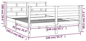 ΠΛΑΙΣΙΟ ΚΡΕΒΑΤΙΟΥ ΛΕΥΚΟ 140 X 190 ΕΚ. ΑΠΟ ΜΑΣΙΦ ΞΥΛΟ ΠΕΥΚΟΥ 3101264