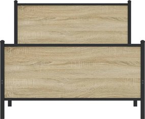 vidaXL Σκελετός Κρεβ. Χωρίς Στρώμα Sonoma Δρυς 100x200 εκ. Μεταλλικό
