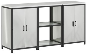 vidaXL Σετ Αποθήκευσης Κουζίνας με ράφι 3 pcs Ασημί 180 x 50 x 92 εκ.