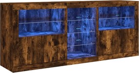 vidaXL Ντουλάπι με LED Καπνιστή Δρυς 162x37x67 εκ.