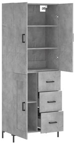 vidaXL Ντουλάπι Γκρι Σκυροδέματος 69,5x34x180 εκ. Επεξεργασμένο Ξύλο