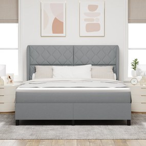 vidaXL Κρεβάτι Box Spring με Στρώμα  - Ανοιχτό Γκρι, 180x200 εκ., Υφάσμα