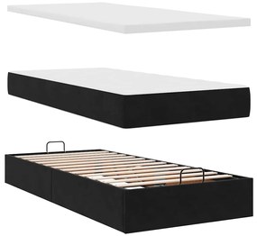 Οθωμανικό κρεβάτι με στρώματα &amp; LEDs Μαύρο 80x200cm Velvet 3314428