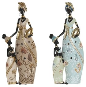 Διακοσμητική Φιγούρα Home ESPRIT Πράσινο Μπεζ Αφρικάνα (x2)