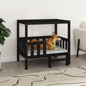 Κρεβάτι Σκύλου Μαύρο 95,5x73,5x90 εκ. από Μασίφ Ξύλο Πεύκου - Μαύρο