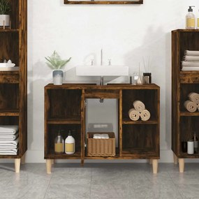 vidaXL Ντουλάπι Νιπτήρα Καπνιστή Δρυς 80x33x60 εκ. Επεξεργ. Ξύλο