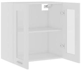 Ντουλάπι Κρεμαστό με Τζάμι Λευκό 60x31x60 εκ. από Επεξ. Ξύλο - Λευκό