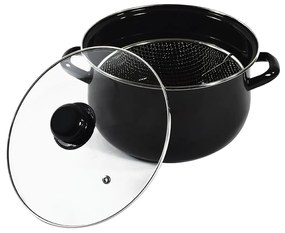 Κατσαρόλα Φριτέζα 01-9694 Εμαγιέ 24Cm Μέταλλο Black Estia 24cm Enamel
